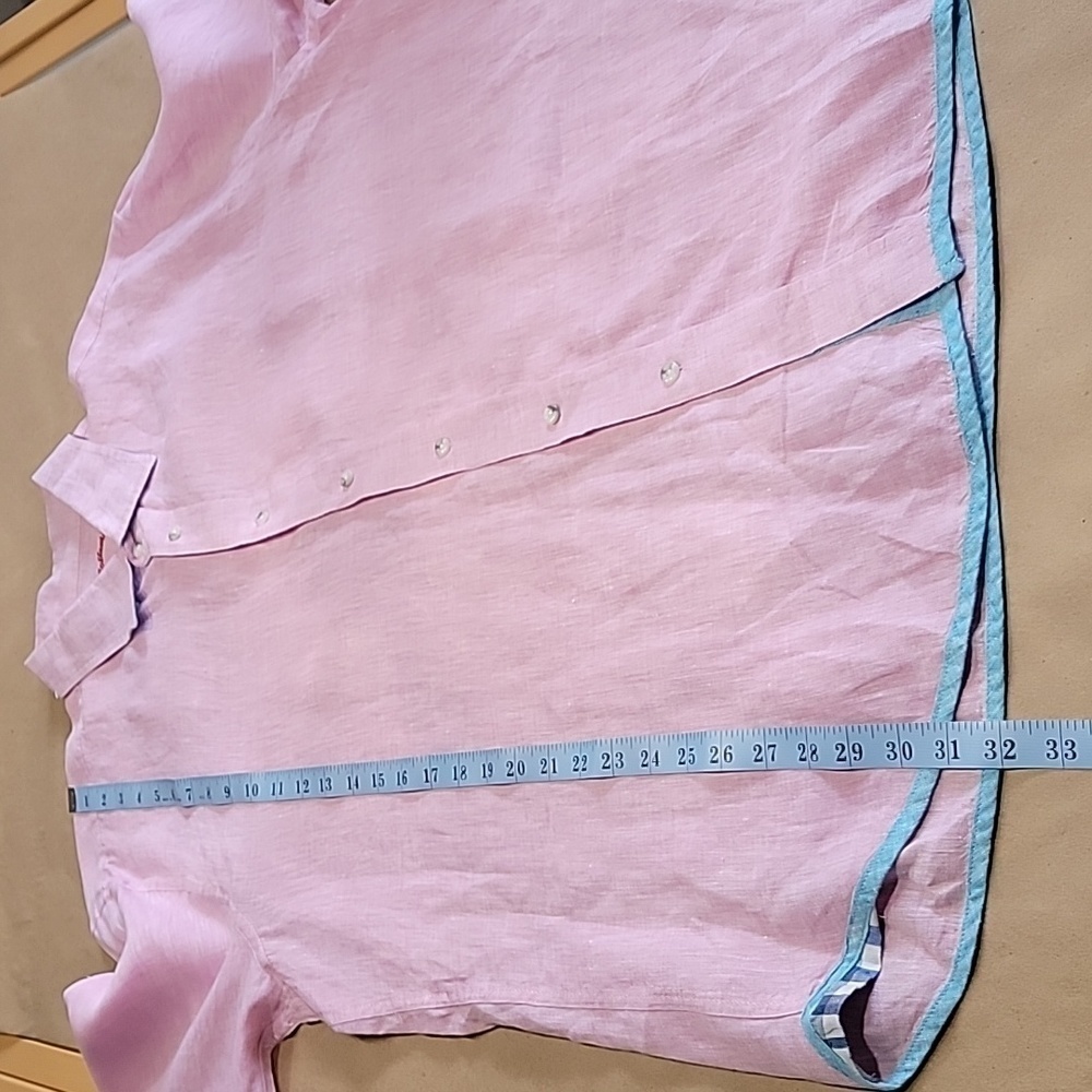 Report Collection, Size Xl Pink Linen Button Down… - image 6